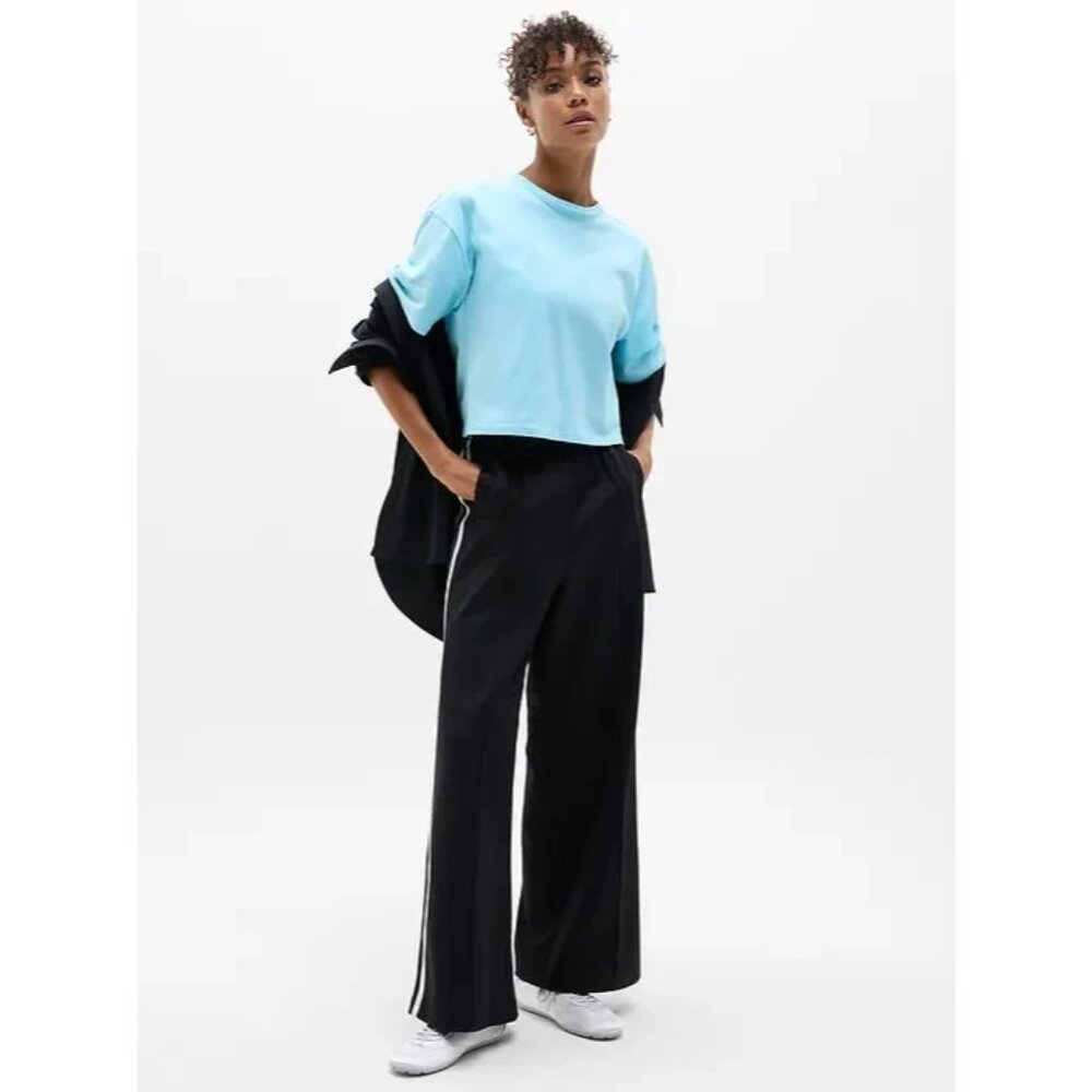 Athleta M True Cotton Crop Tee Aqua Blue Medium Regular